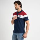 Mens' 100% Cotton Collared Half Sleeves T-Shirt, Navy Blue, small image number null