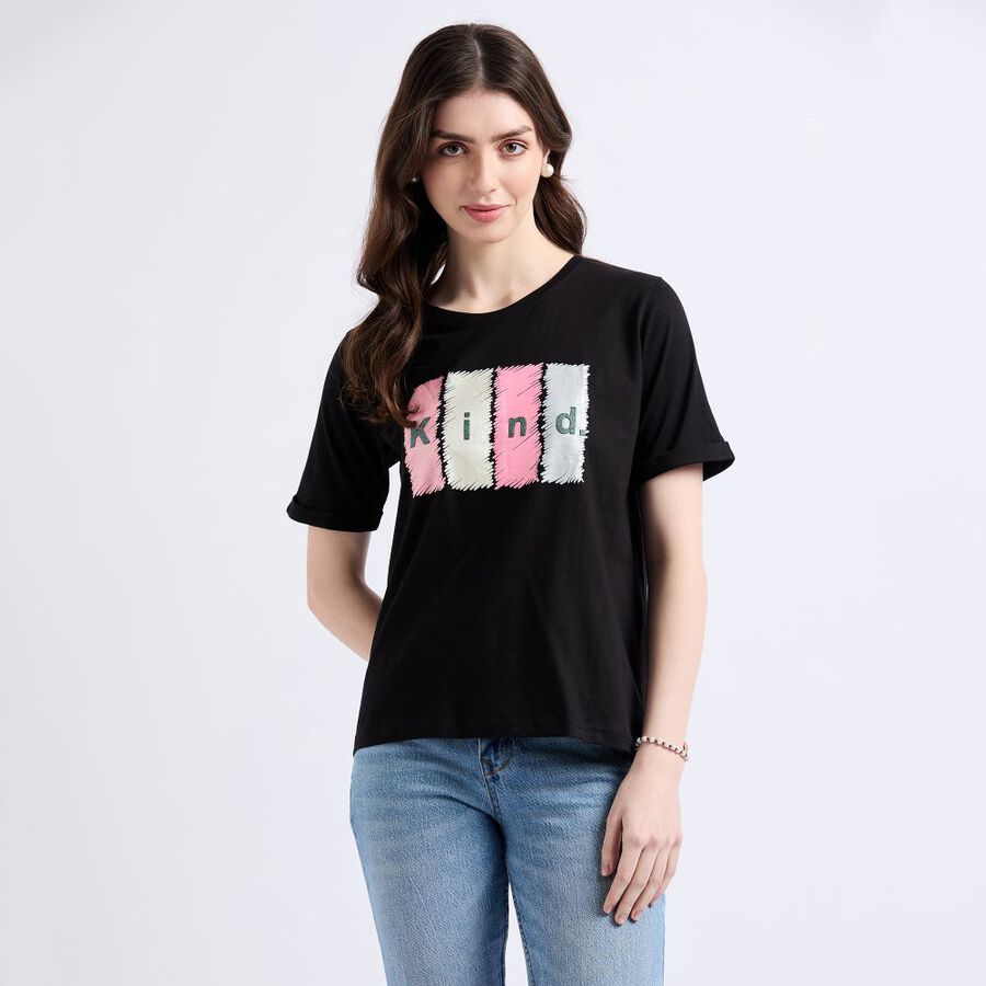 Ladies' Cotton T-Shirt, Black, large image number null