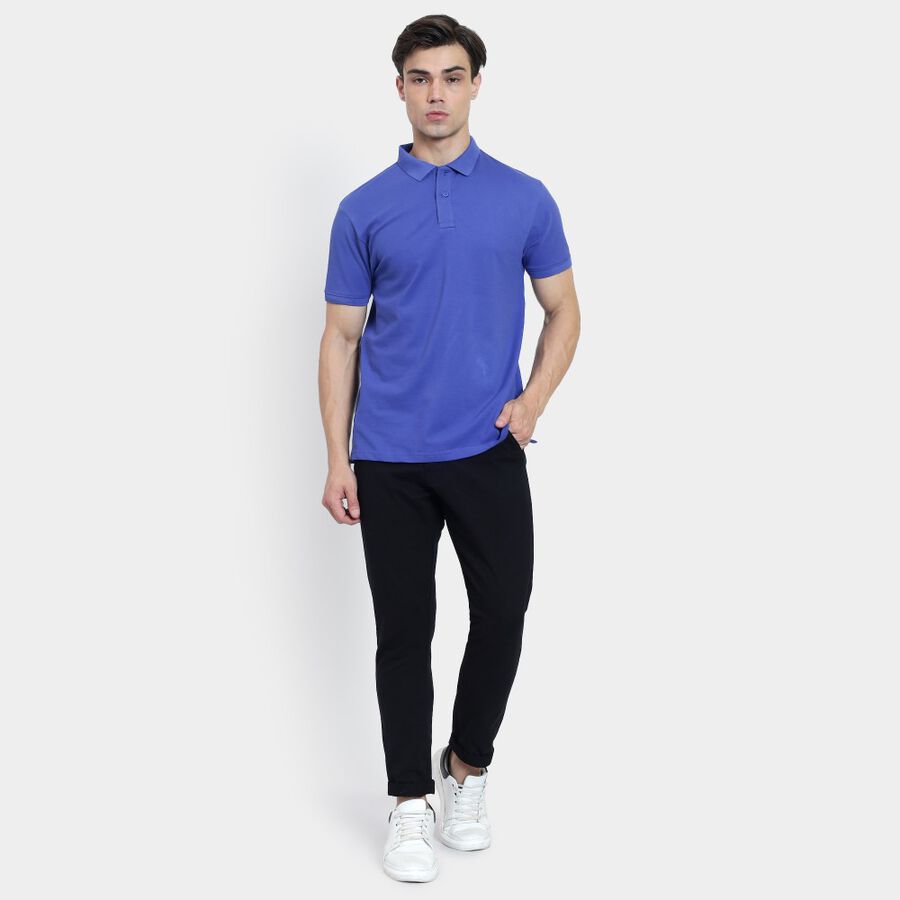 Men's Collared Half Sleeves T-Shirt, Dark Blue, large image number null