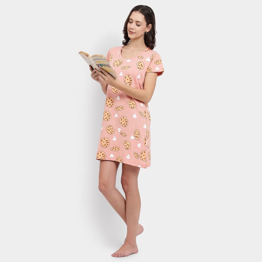 Ladies' Cotton Nighty, Peach, large image number null