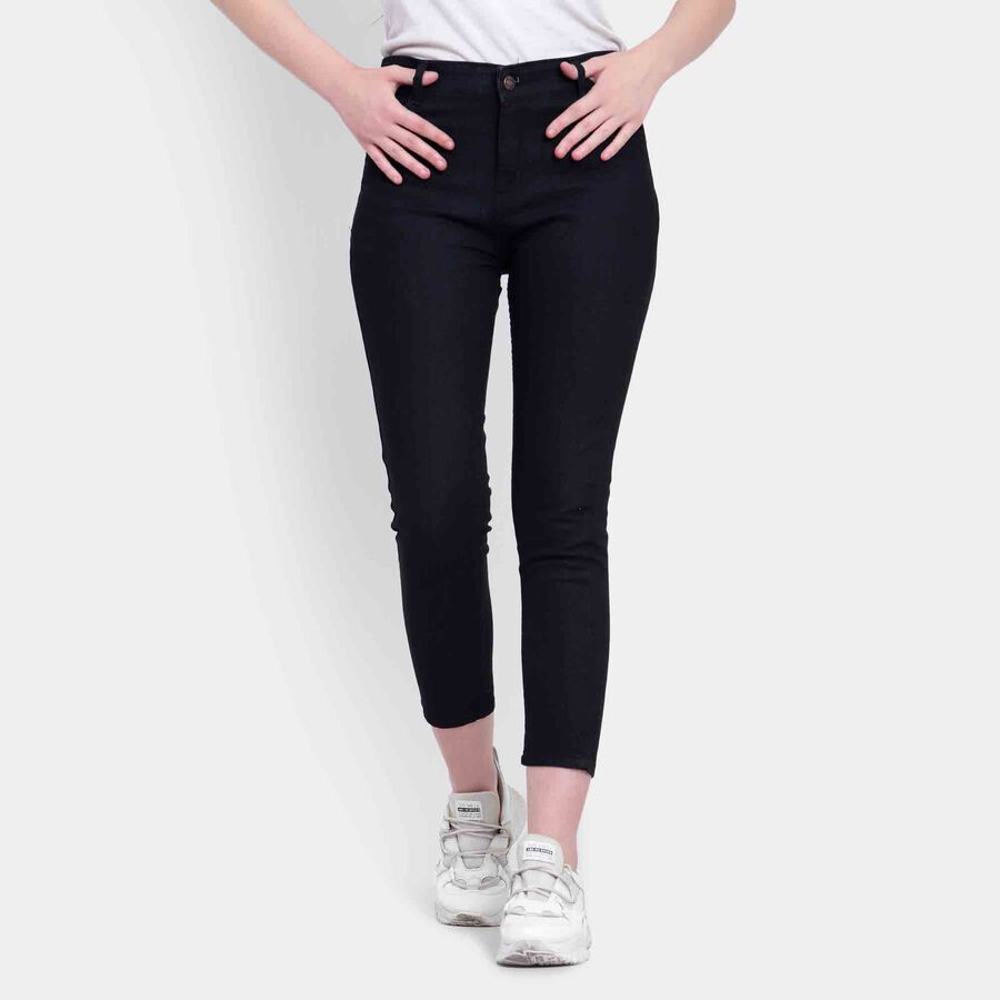 Basic Wash High Rise Skinny Jeans, Black, large image number null