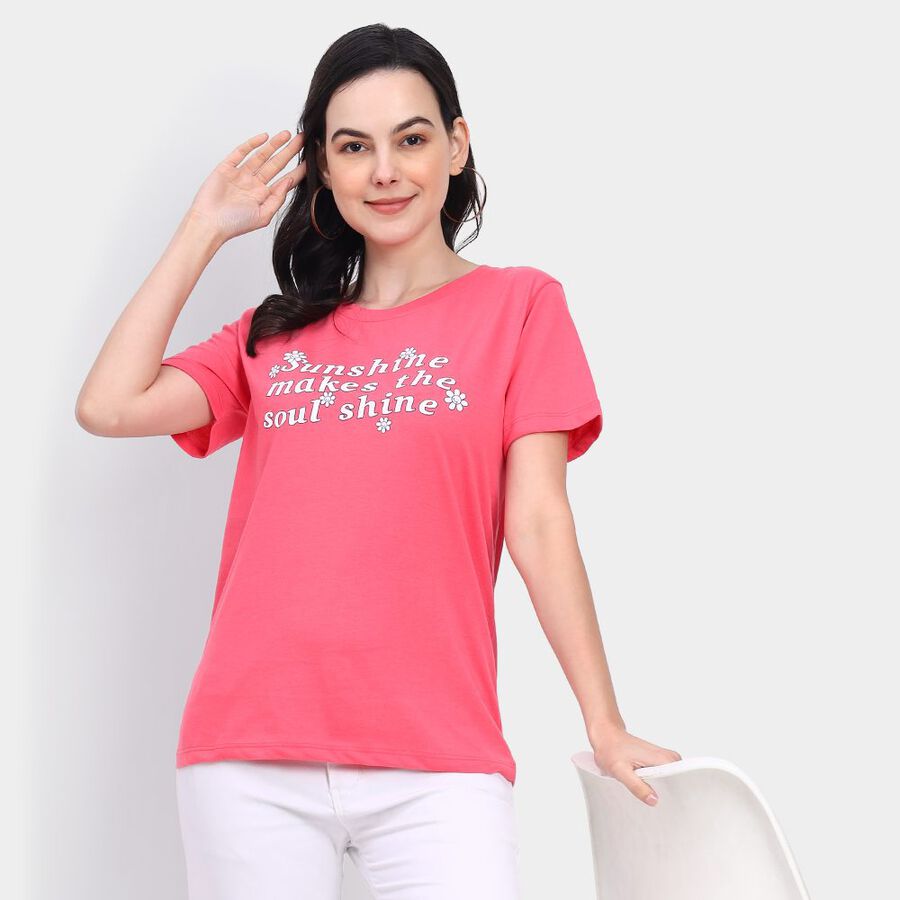 Ladies' Round Neck T-Shirt, Coral, large image number null
