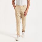 Men's 100% Cotton Slim Fit Casual Trousers, Beige, small image number null