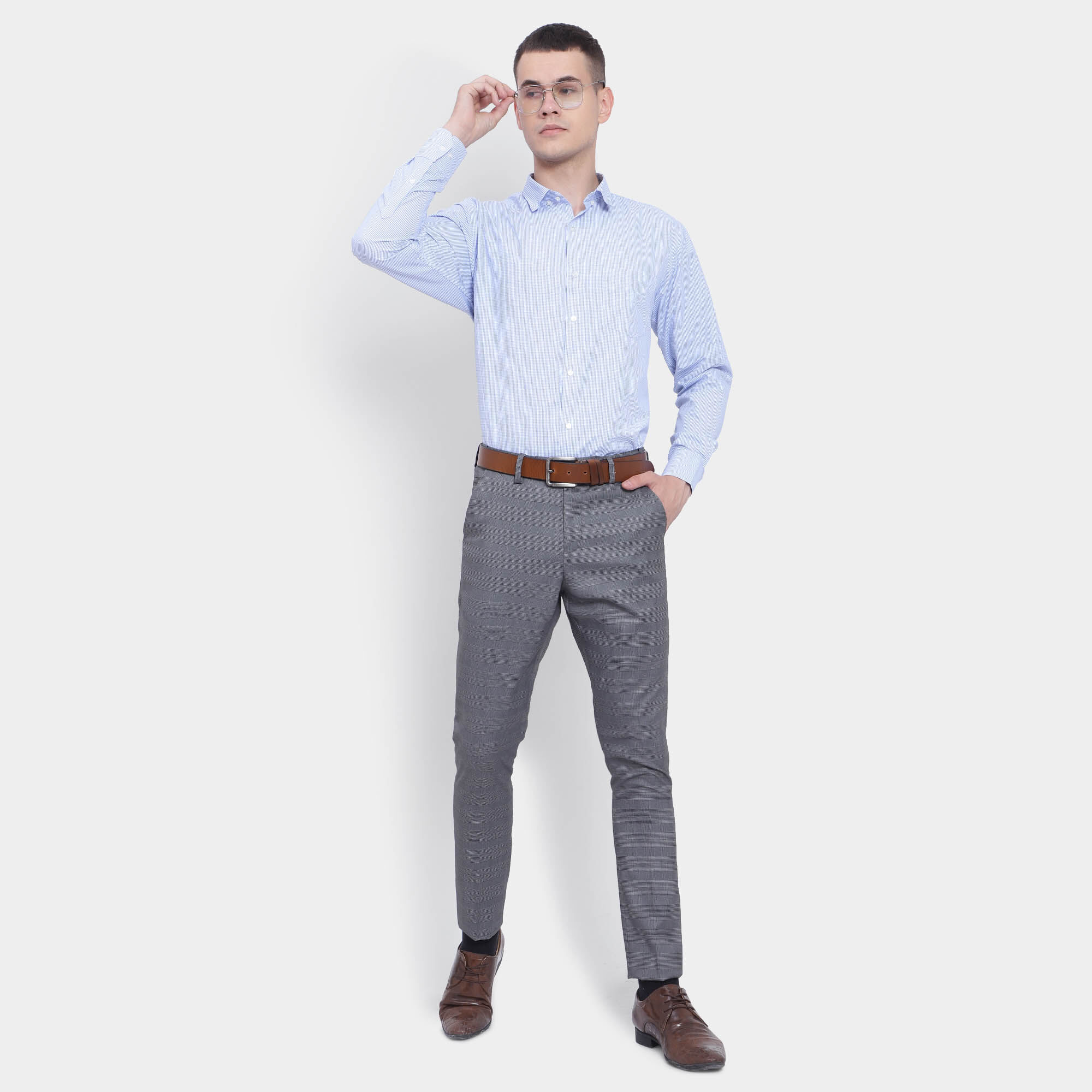 Buy Raymond Dark Grey Plain Formal Trouser online