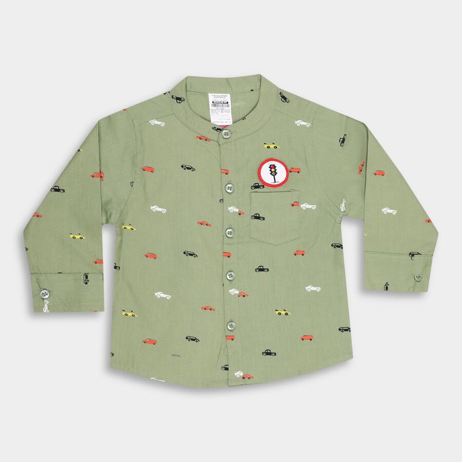 Infants' Cotton Shirt, Olive, large image number null