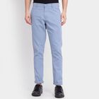 Men's 100% Cotton Slim Fit Casual Trousers, हल्का नीला, small image number null