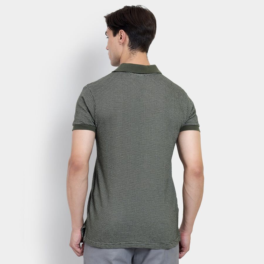 Men's Collared Half Sleeves T-Shirt, Dark Green, large image number null