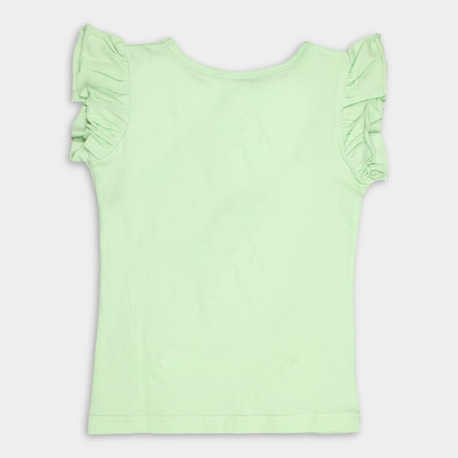 Girls' Cotton T-Shirt, हल्का हरा, large image number null