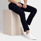 Men's 100% Cotton Slim Fit Casual Trousers, Navy Blue, small image number null