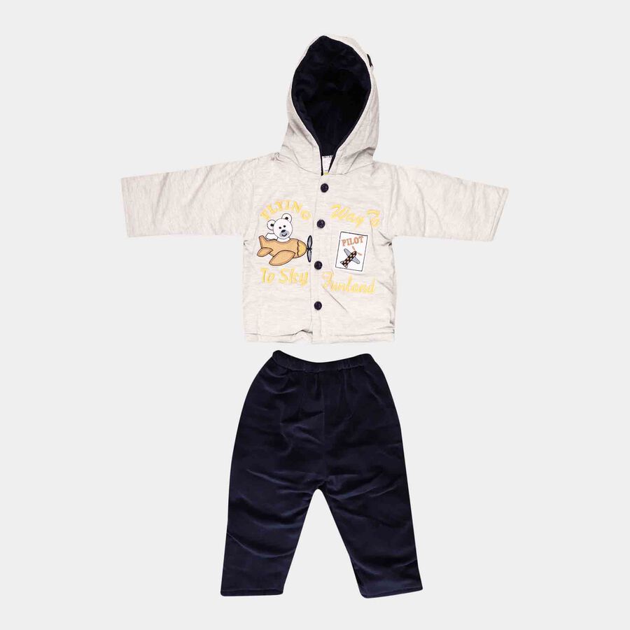 Infant Boy's Cotton Baba Suit, Navy Blue, large image number null