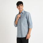 Men's 100% Cotton Casual Shirt, Dark Blue, small image number null