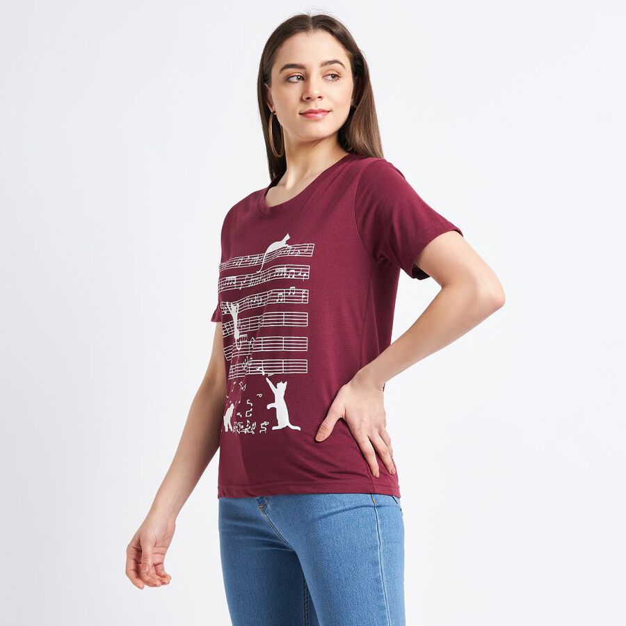 Ladies' Cotton T-Shirt, Wine, large image number null