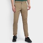 Men's 100% Cotton Slim Fit Casual Trousers, खाकी, small image number null