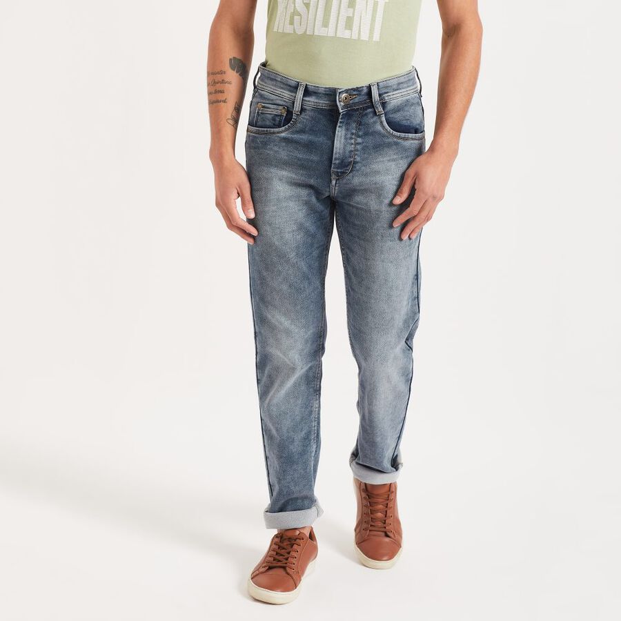 Men's Slim Fit Jeans, गहरा नीला, large image number null