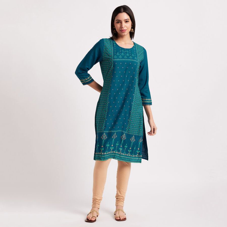 Ladies' Kurta, Teal Blue, large image number null