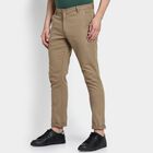 Men's 100% Cotton Slim Fit Casual Trousers, खाकी, small image number null