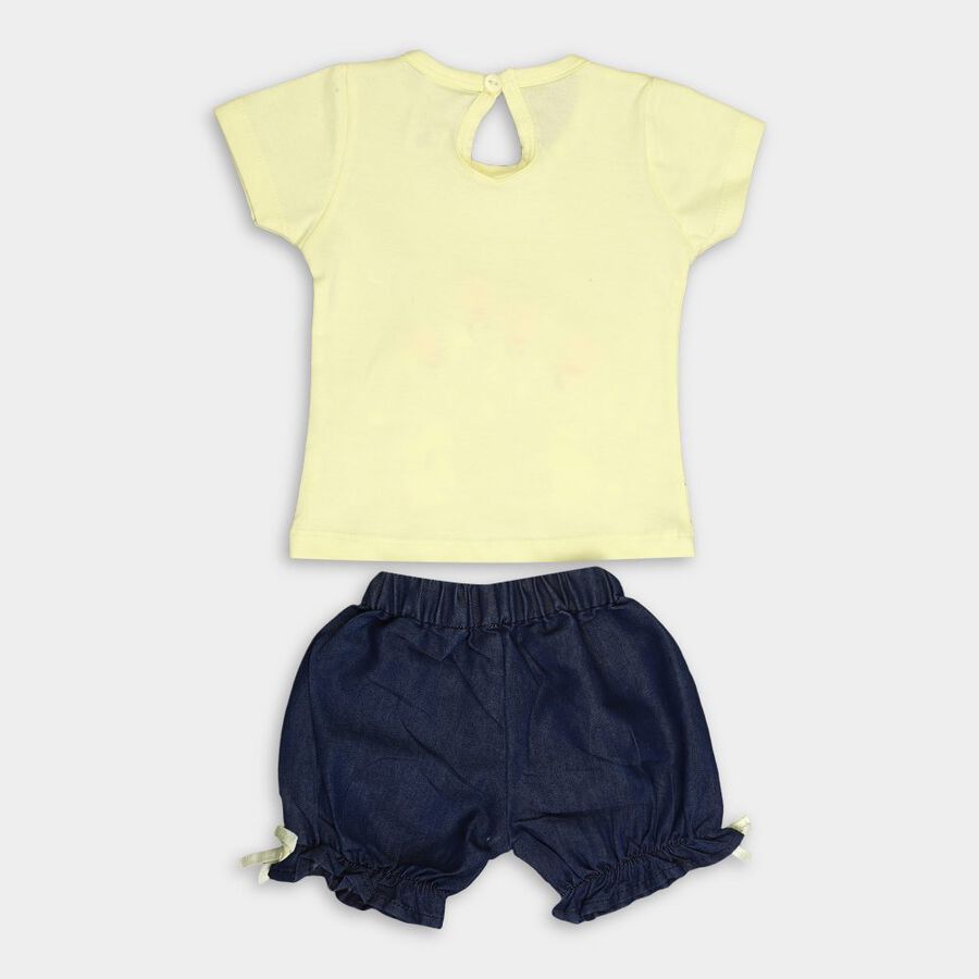 Infant Girl's Cotton Short Set, Yellow, large image number null