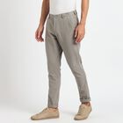 Men's 100% Cotton Slim Fit Casual Trousers, Light Grey, small image number null