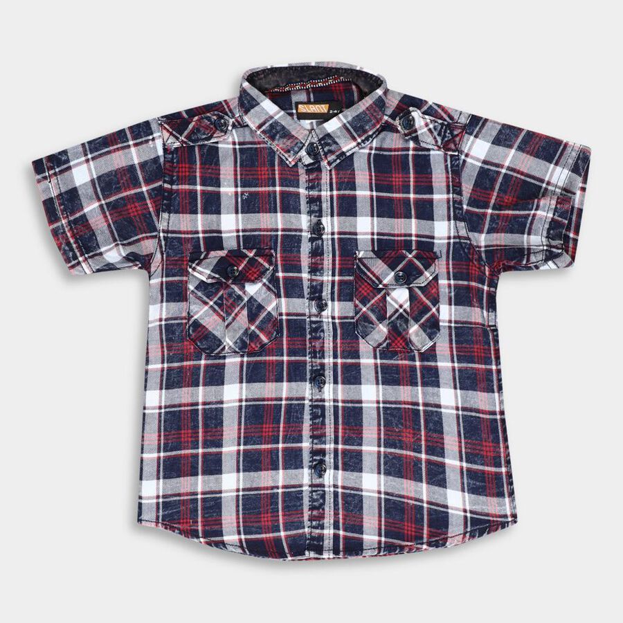 Boys' Cotton Shirt, Red, large image number null