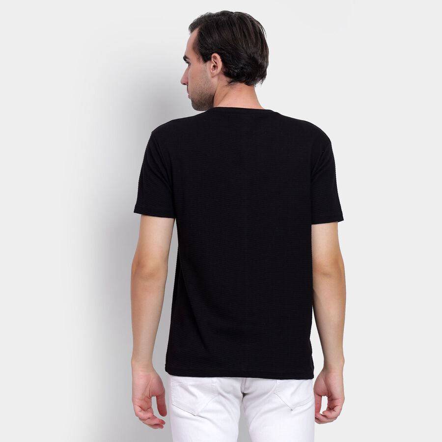 Men's Round Neck Half Sleeves T-Shirt, Black, large image number null