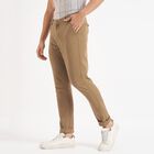 Men's 100% Cotton Slim Fit Casual Trousers, Khaki, small image number null