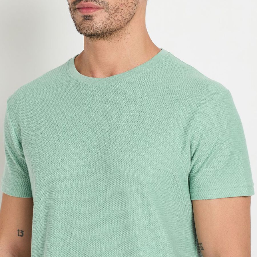 Men's Round Neck Half Sleeves T-Shirt, Light Green, large image number null