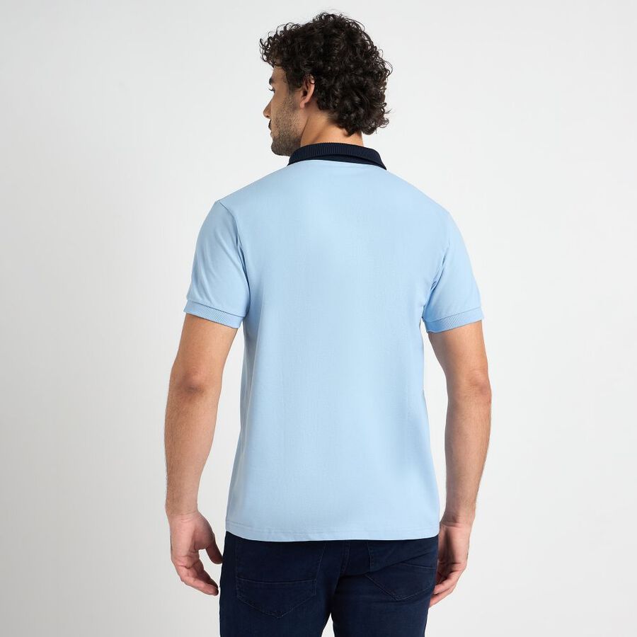 Mens' Collared Half Sleeves T-Shirt, Light Blue, large image number null