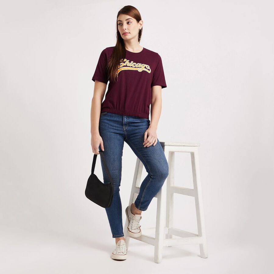 Ladies' Cotton T-Shirt, वाइन, large image number null