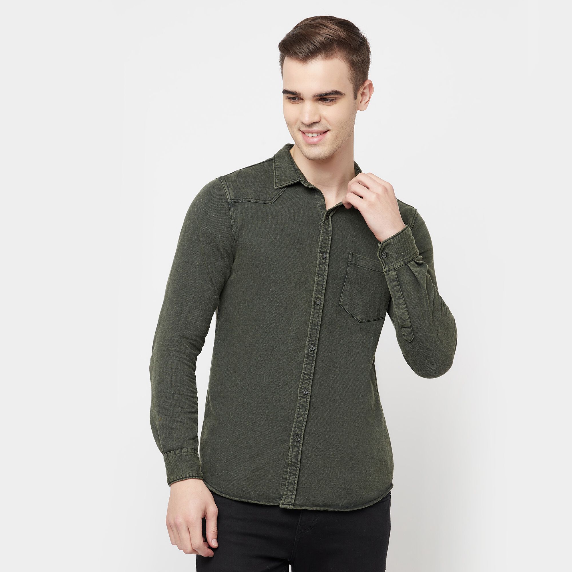 Stylish Men's Casual Lapel Shirt Comfortable Button Long - Temu