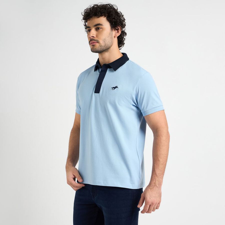 Mens' Collared Half Sleeves T-Shirt, Light Blue, large image number null