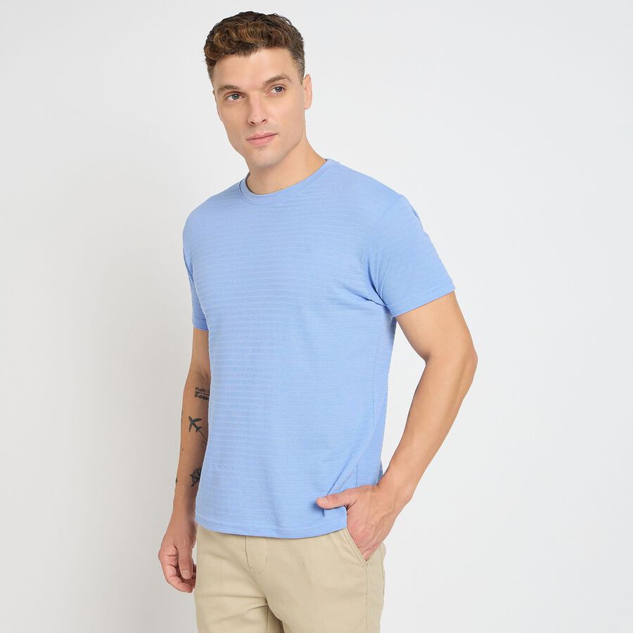 Men's Round Neck Half Sleeves T-Shirt, हल्का नीला, large image number null