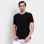 Men's Round Neck Half Sleeves T-Shirt, काला, small image number null