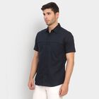 Men's 100% Cotton Casual Shirt, Navy Blue, small image number null