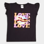 Girls' Cotton T-Shirt, काला, small image number null