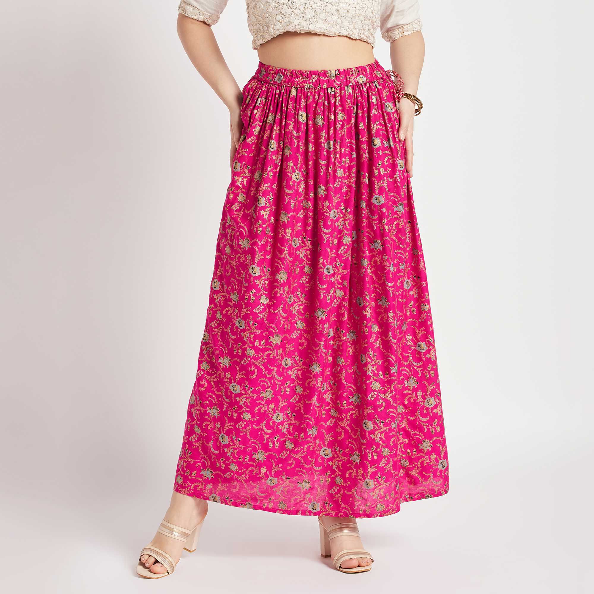 Rani Pink with Green Stone, Zardozi and Thread work with Digital Print –  Seasons Chennai