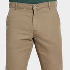 Men's 100% Cotton Slim Fit Casual Trousers, Khaki, small image number null