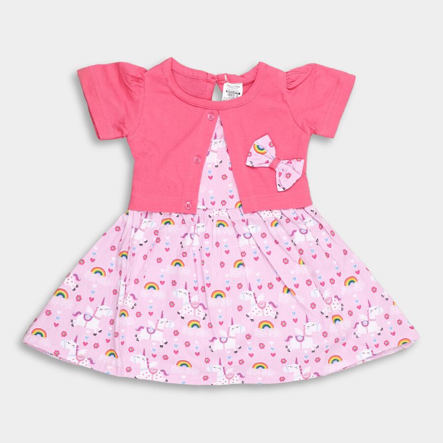 Infant Girl's 100% Cotton Frock, लाइलेक, large image number null