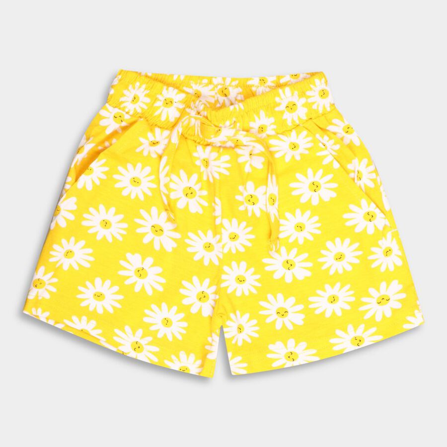 Girls' Cotton Shorts, Yellow, large image number null