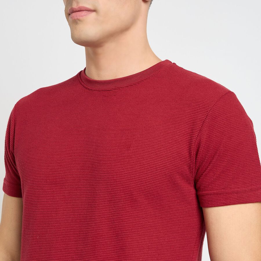 Men's Round Neck Half Sleeves T-Shirt, Maroon, large image number null