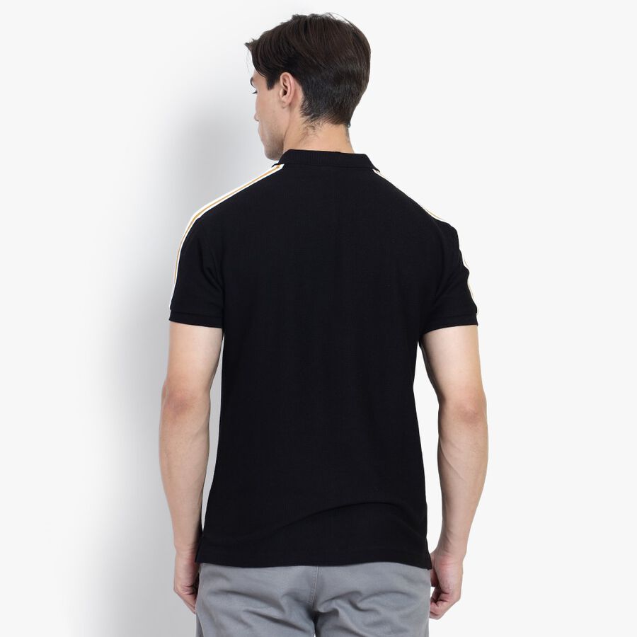 Men's Collared Half Sleeves T-Shirt, Black, large image number null