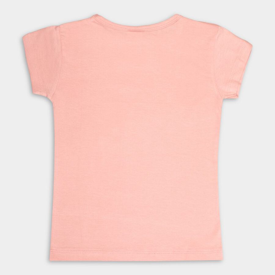 Girls' Cotton T-Shirt, पीच, large image number null