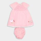 Infant Girl's Cotton Frock, हल्का गुलाबी, small image number null