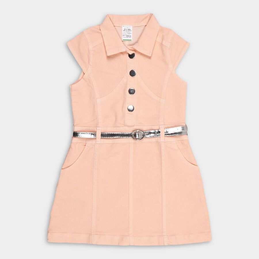 Girls' Frock, Peach, large image number null