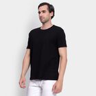 Men's Round Neck Half Sleeves T-Shirt, काला, small image number null