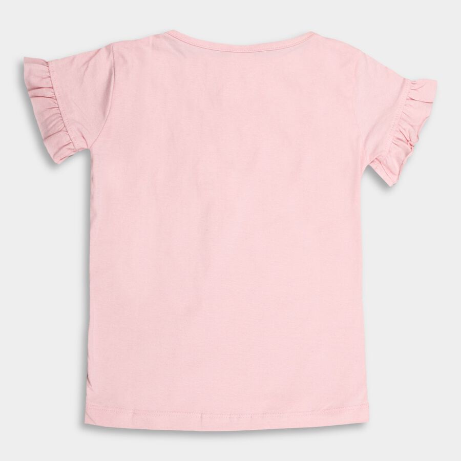 Girls' Cotton T-Shirt, पीच, large image number null