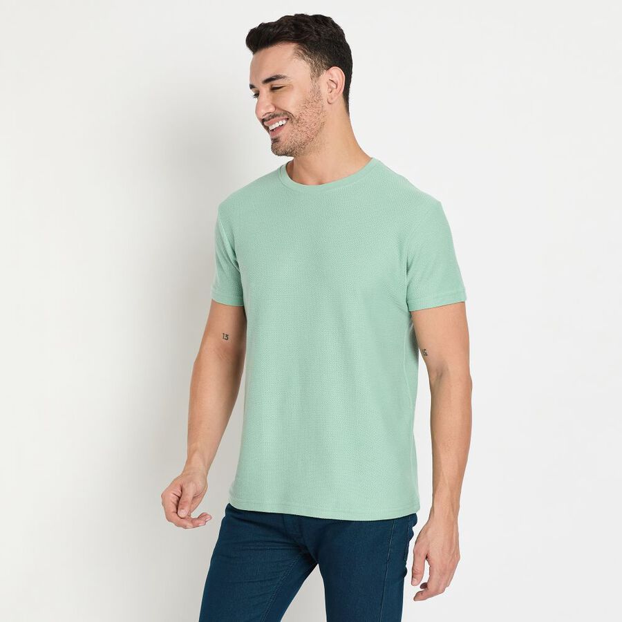 Men's Round Neck Half Sleeves T-Shirt, Light Green, large image number null