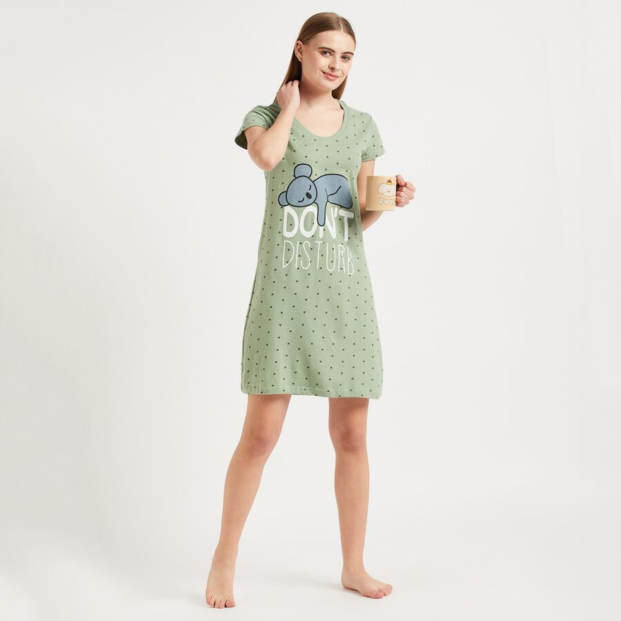 Ladies' Cotton Nighty, Light Green, large image number null