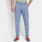 Men's 100% Cotton Slim Fit Casual Trousers, Light Blue, small image number null