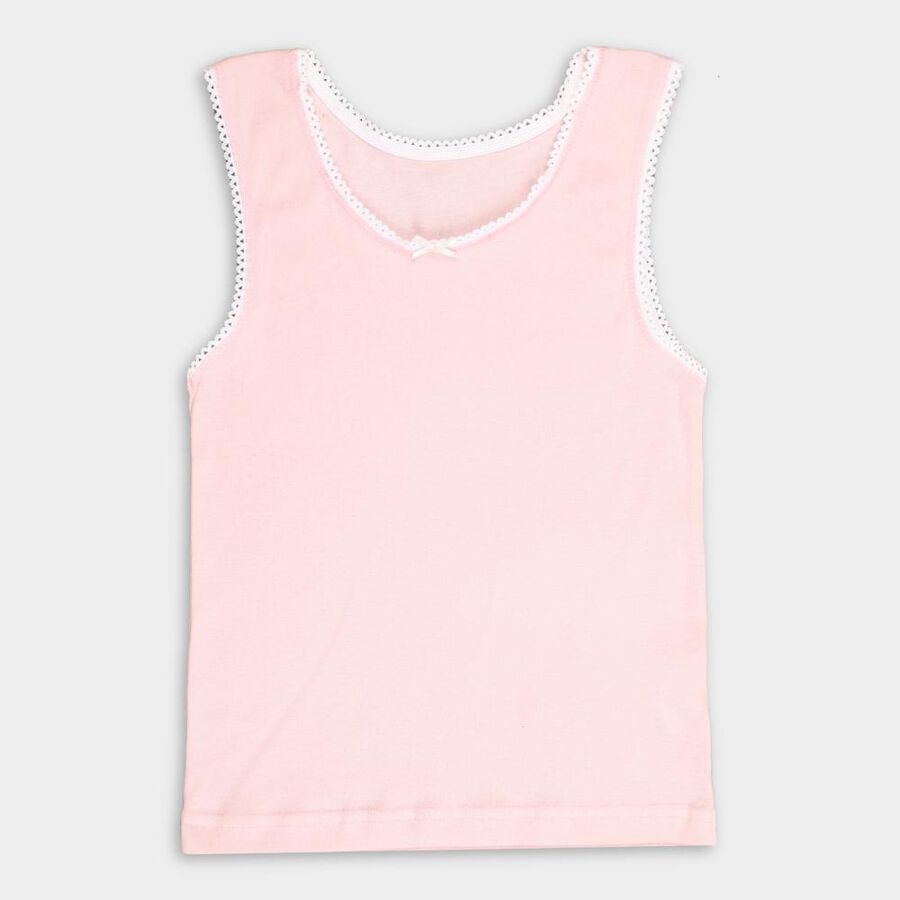 Girls' Cotton Vest, Pink, large image number null