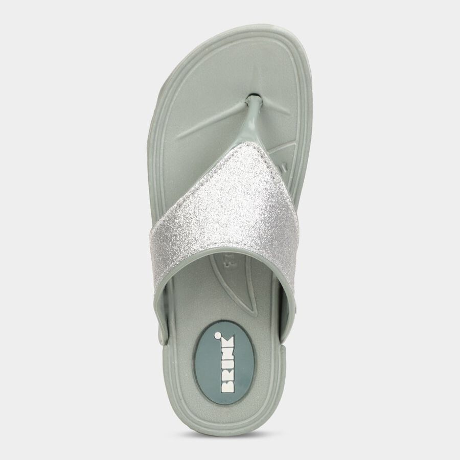 Womens Moulded Sliders, Green, large image number null